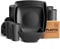 Teivio 32-Piece Kitchen Plastic Square Dinner Set, Service for 8, Dinner Plates, Dessert Plates, Cereal Bowls, 20 oz Cups, Unbreakable Plastic Plates and Bowls Set, Outdoor Camping Dishes, Black