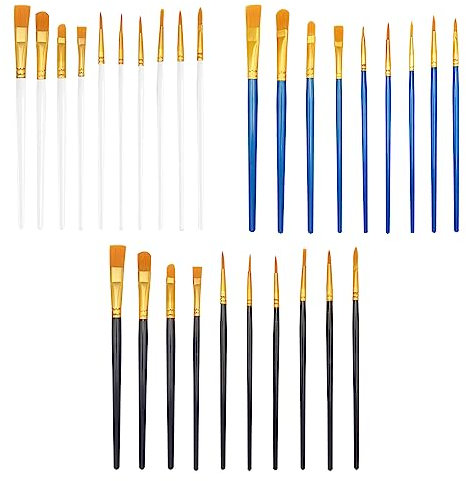 CLVPAI Nylon Pinceaux Artiste,Petits Pinceaux Plats et Ronde Pointus,pour détails et Peinture d'art,pour Peinture Acrylique, Peinture à l'huile, Peinture à l'aquarelle (Pinceau à Aquarelle - 30)