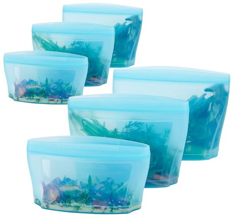 Zip Standing Reusable Silicone Food Storage Bag, Stand Up Food Storage Container, Reusable Zipper seal bag, no lid required, for Food Storage& Meal Prep, Freezer Oven Dishwasher - Safe, Set of 6 Bowls