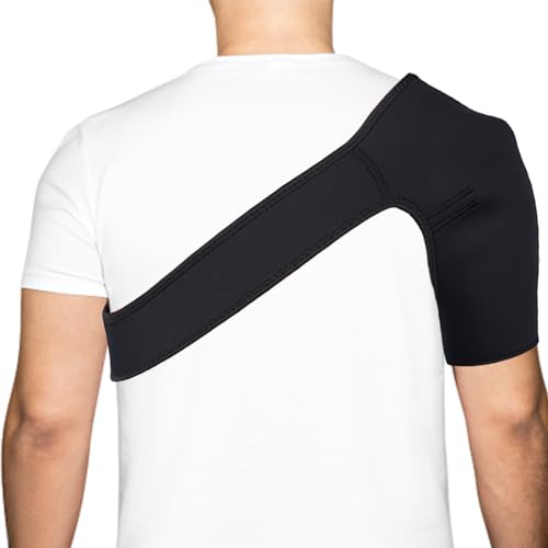 HoaaiGo Supporto per Spalla Regolabile, Tutore per Spalla, Supporto per Cuffia dei Rotatori, Cinghia di Supporto per Spalla per Uomini e Donne, (Nero, Taglia unica, 1 Pezzi) (Giusto)