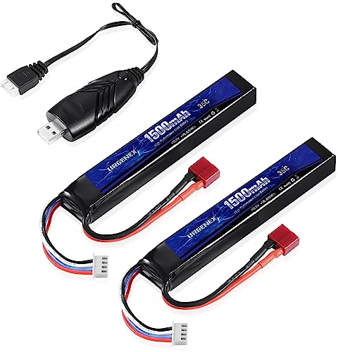 URGENEX Airsoft Akku 11.1V 1500mAh 35C High Discharge Rate Lipo Battery Pack with Deans T Plug Rechargeable 3S Lipo Battery for Airsoft Model Guns
