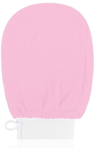 Exfoliating Glove Body Scrubber Exfoliator 1 PC Korean Washcloth Skincare Remover Deep Scrub Loofah Cleansing Mitts Exfoliate Cloth Exfoliation Scrubbing Bath Shower Soap Sponge Hand Towel(Pink)