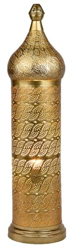 Marrakesch Orientalische Deko Stehlampe Lampe 82cm groß | Boho Tischlampe Stehleuchte als Dekoration im Wohnzimmer Schlafzimmer & Kinderzimmer | Tischleuchte Insaf gold aus Metall E27 Lampenfassung