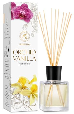Raumduft Diffuser Orchidee-Vanille 100ml - Raumduft Diffuser mit Stäbchen - Raumbeduftung - Blumenduft - Lufterfrischer für Raum - Zuhause - Büro - Boutique - Aromatherapie - Reed Diffuser