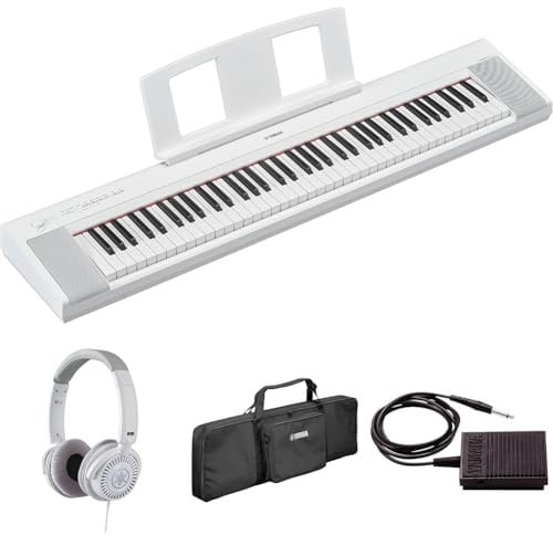 Yamaha NP-35 Piaggero Digital Keyboard with 76 Graded Soft-Touch Sensitive Keys, HPH-150 Headphones, Keyboard Bag SC-KB630, and sustain Pedal