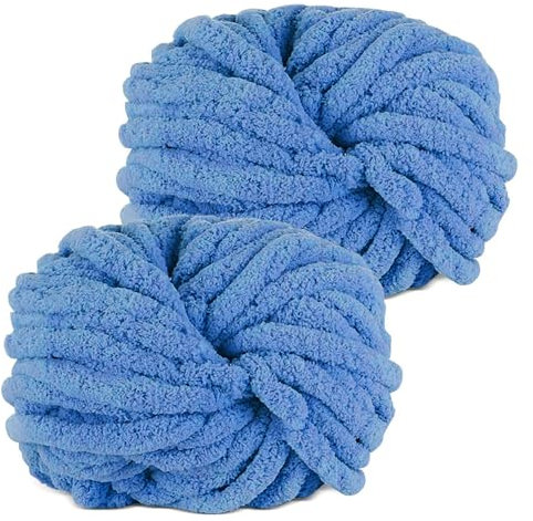 YushengTai Dicke Wolle, 2 Stück 500g Königsblau Chunky Wolle, Dicke Wolle zum Häkeln Kann zum Stricken von Kissen, Decken, Schals und Mützen Sowie Haustierbetten Verwendet Werden