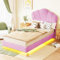 hrijusdif Modernes, Wolkenförmiges Polsterbett, Kinderbett Mit Led-lichtleiste Und Verstecktem Fußteil, Für Kinder- Und Jugendzimmer (matratze Nicht Im Lieferumfang Enthalten)(Color:Pink+90 * 200cm)