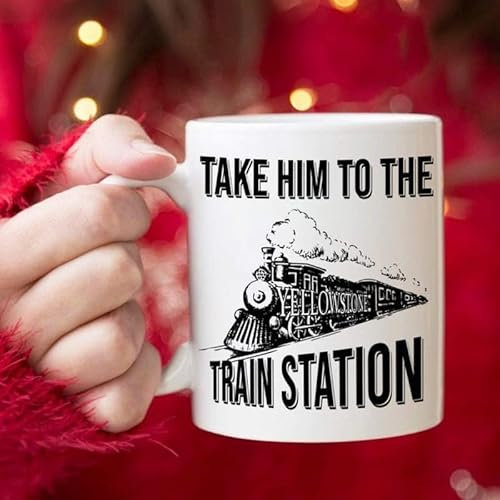 IKJHG Yellowstone Dutton Ranch-Tasse, Take Him to The Train Station, Yellowstone Tasse, Dutton Ranch, Kaffeetasse, Geburtstagsgeschenk, Weihnachten, 325 ml