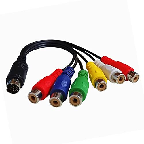 Ksikdeg Câble S-Vidéo 10 broches vers femelle RGB 6RCA 10 broches DIN S-Vidéo mâle 30 cm pour PC HDTV RGB Composant Câble