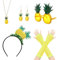 Scinzene 7 Stück Hawaii Kostüm Damen, Ananas Kleidung Frau Ananas Kopfband Ananas Kappe Hawaii Haarschmuck Ananas Brille Handschuhe Ananas Halskette Ananas Ohrringe, Perfekt für Hawaii
