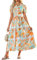 GRACE KARIN Women Victorian Floral Dress Short Sleeves V Neck Long Shirt Dress Summer Loose Fit Lightweight Dress