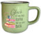 Vintage Tasse Grün mit Spruch T169 ″Glück ist eine Tasse Kaffee und ein gutes Buch″ Motivtasse Geschenk Lesen Bücher Retro Keramik 330 ml