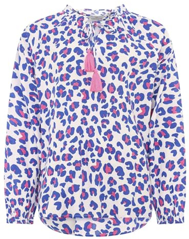 Zwillingsherz Bluse, Langarm, Damen Shirt bunt Boho Muster (DE/NL/SE/PL, Alphanumerisch, L, XL, Regular, Regular, Dunkelblau)