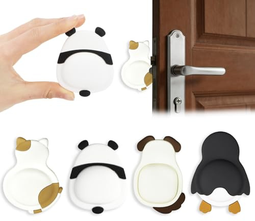 KEUKORZ 4Pcs Cute Animal Door Stoppers for Walls - Self-Adhesive Rubber Wall Door Stops Handle Stopper for Fridge and Room