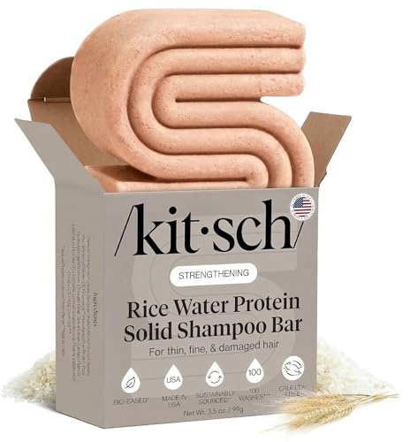 Kitsch Rice Water Shampoo Bar for Hair Growth – Strengthening Hair Shampoo for Men and Women – Reduce Breakage, Boosts Shine – Paraben, Silicone & Sulfate-Free, Vegan Hair Care - Made in USA, 3.5 oz