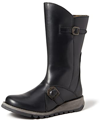 Fly London Women's Mes 2 Buckle Boots, Black, 8 UK