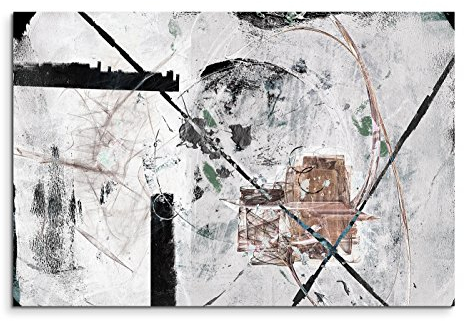 Paul Sinus Art 120x80cm Leinwandbild Leinwanddruck Kunstdruck Wandbild weiß grau schwarz braun Striche