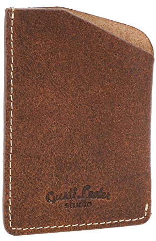 Gusti Cuir Studio - Porte-Cartes en Cuir Marion Étui pour Cartes Unisexe Vintage élégant en Cuir de Vachette Marron 2A125-33-1