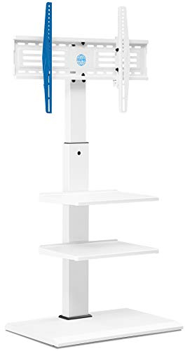 FITUEYES Supporto TV da Terra per 32-75 Pollici, Supporto TV da Pavimento con 3 Ripiani, Inclinabile Girevole Altezza Regolabile Max VESA 600x400mm