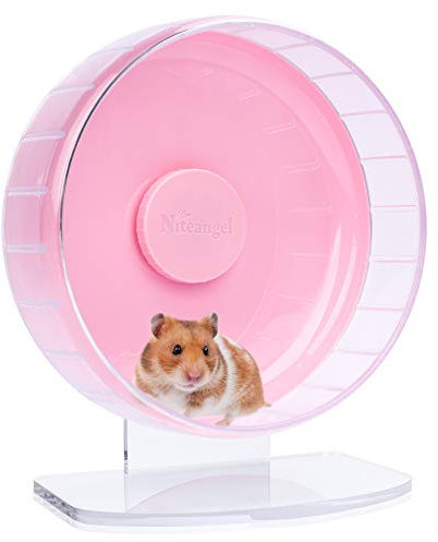 Niteangel Superleise Hamster-Übungsräder: Leise Spinner-Hamster-Laufräder mit verstellbarem Ständer für Hamster, Rennmäuse, Mäuse oder andere Kleintiere (M, Rosa)