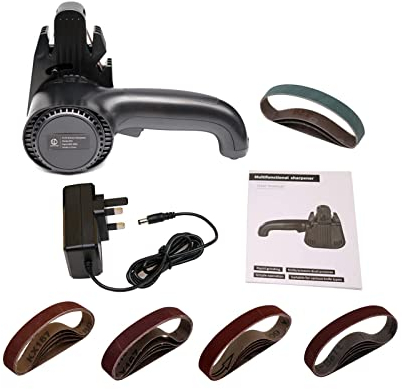 LIHUACHEN M3 Electric Knife Sharpener - Professional Scissors and Knife Sharpener Machine - Tungsten Steel - UK Plug - Black