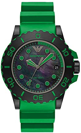 Emporio Armani Herrenuhr 3-Zeiger-Werk Datum Edelstahl schwarz, AR11440