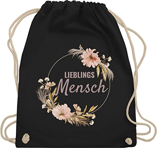 Turnbeutel Rucksack - Frauen Geschenk Damen - Lieblingsmensch Lieblingsperson Herzmensch - Unisize - Schwarz - typisch frau bestie stoffrucksack weihnachten freundin stoffturnbeutel