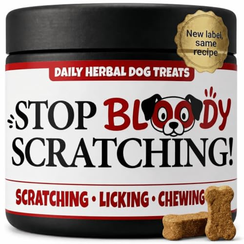 Stop Bloody Scratching - Allergy Relief Dog Treats for Itchy Skin, Paws, Eyes & Ears - Stops Scratching, Licking & Chewing - Quick Relief in 30 Days - Salmon Oil & Omega 3 - For all Dogs