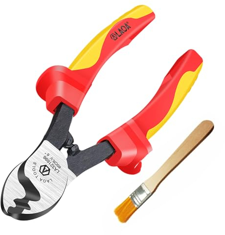 LAOA VDE Insulated Cable Cutter Protection Against Electric Shock Wire Stripper Tool Cable Scissors Manual Tool,6inch with with 1pc Brush