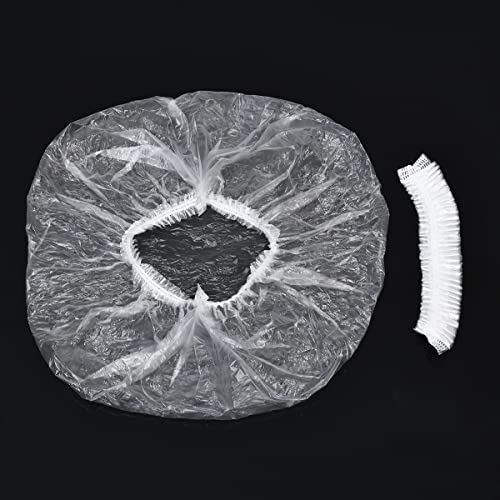 Einweg Duschhauben 100 Stück von 1 Satz Kunststoff Duschkappe Breite Dicke Durchsichtige Elastische Haarschutz Haarhaube für Frauen Reise Heimgebrauch (Weiss)
