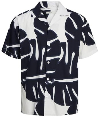 JACK & JONES Herren Jprblapalma Resort Shirt S/S Sn Freizeithemd 12252948,Snow White,L