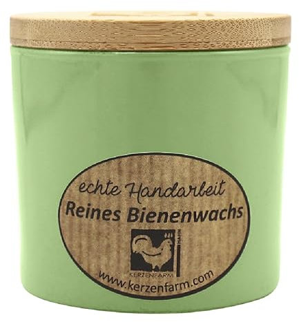 luterna Bienenwachskerze im Trendglas, Salbei, 100% reines Bienenwachs, KERZENFARM HAHN, 70/70 mm, Brenndauer ca. 17h