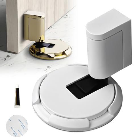 Magnetic Door Stop 2024 New Door Stopper, Punch-Free Mechanical Silent Floor Door Stops Indoors, Adjustable No Drilling Mechanical Floor Doorstop Magnetic Door Locks with Adhesive (White)