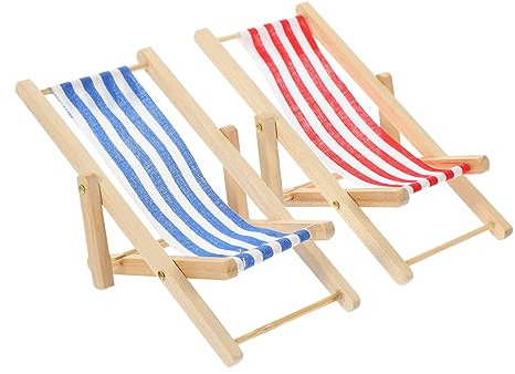 KOMBIUDA 2 Stücke Puppenstubensessel bastelset basteln für Strandliege- klappbare liegestuhl Dollhouse Furniture Mini-Dinge Puppenmöbel Miniaturen Mini-Ornament Holz