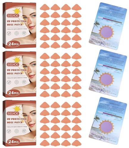 72Pcs Nasenschutz Sonne Nasenschutz Gegen Sonne Sonnenschutz Nase | mit 3 UV-Testkarte,für Männer Frauen,für Sport,Bräunung,Outdoor