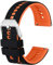 Anbeer Bracelet de montre en silicone,24mm Bracelet de montre en caoutchouc à déclenchement rapide pour hommes femmes,Noir&Orange avec boucle argentée