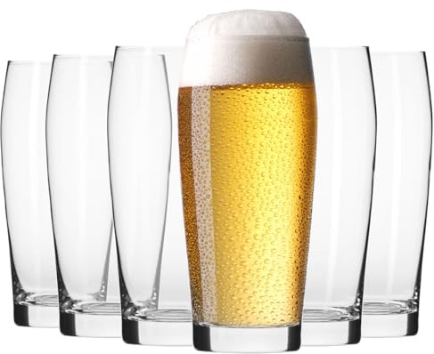 Krosno Biergläser 6er Set, 500 ml, Chill Kollektion | Bleifreies Kristallglas, Gläser Set für Weizenbier, Pils, Ale und Craftbier, Spülmaschinenfest, für den täglichen Gebrauch