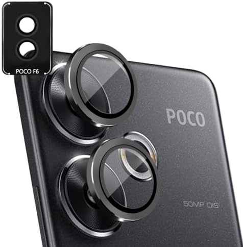 AnnhanT Protector de Lente de Cámara para Xiaomi Poco F6, 1 Pieza Camera Lens Frame Glass, HD Pantalla de Vidrio Templado, 9H Dureza Anti Arañazos - Negro