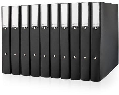 Rapesco 1827 ECO 2-Ring Binder, 38 mm Spine, A4, Black, Pack of 10