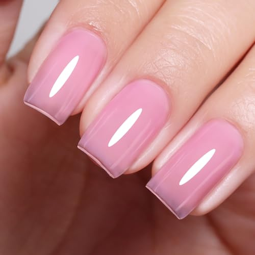 Firedeep 10ml Hema Free Jelly Pink Gel Nail Polish Soak Off Long Lasting Baby Pink Gel Polish Nail Art DIY Home Salon Gift for Women