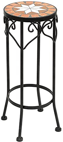 DanDiBo Blumenhocker Mosaik Rund 46 cm Blumenständer 12011 Beistelltisch Pflanzenständer Mosaiktisch