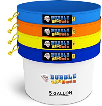 Bubblebagdude, set da 4 sacchetti per estrarre le erbe con capacità di 22,7 litri, inclusi filtro a pressione e custodia per la conservazione