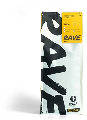 Rave Coffee - Signature Blend Nº 1, Cafetière Grind Freshly Roasted and Ground Coffee 1Kg