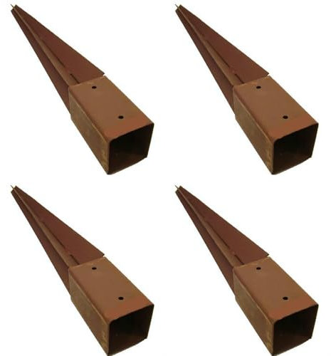 Garden Mile® 4x HEAVY DUTY FENCE POST HOLDER 750MM X 75MM SPIKE SUPPORT RUST RESISTANT METAL STAKES 3 (4)