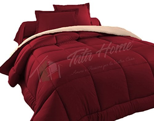 Tata Home Judit Trapunta Tinta Unita Duble Face Invernale Imbottita 350 gr/mq 100% Morbida Microfibra di Poliestere Misura 2 Piazze Letto Matrimoniale 260x260 cm Colore Bordeaux Panna