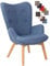 CLP Lounger Durham Mit Stoffbezug I Ohrensessel Mit Buchenholz Gestell I Loungesessel Mit Max. Belastbarkeit Bis 136 kg, Farbe:blau