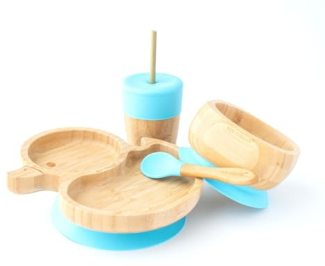 Eco Rascals 793591755731 Plato Infantil Bambú Natural, Azul