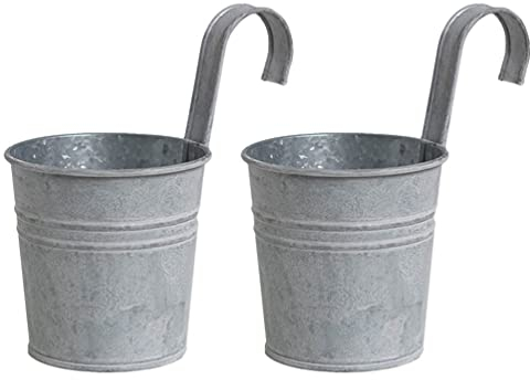 Cabilock 2st Alter Blumeneimer Aus Blech Hängender Blumenkorb Topf Für Pflanzen Im Innenbereich Vintage Balkonblumentopf Pflanzer Zaun Blumentöpfe Metall Dekorative Aufhängung Eisen Mauer
