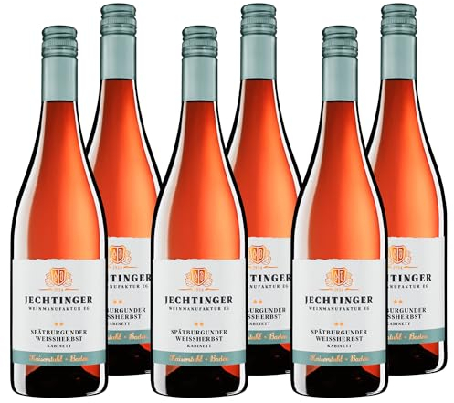 Jechtinger Spätburgunder Weißherbst Kabinett - Rosé-Wein mild, feinherb im Geschmack - Badischer Wein, Anbaugebiet Kaiserstuhl (6 x 0,75 l)