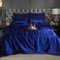 CHARKHAH Satin Silk 6 Piece Complete Bedding Set Durable Silky Fabric with Single Double King Size Bed Fitted Sheet Duvet Cover Comforter and 4 Pillow Cases (King, Blue)